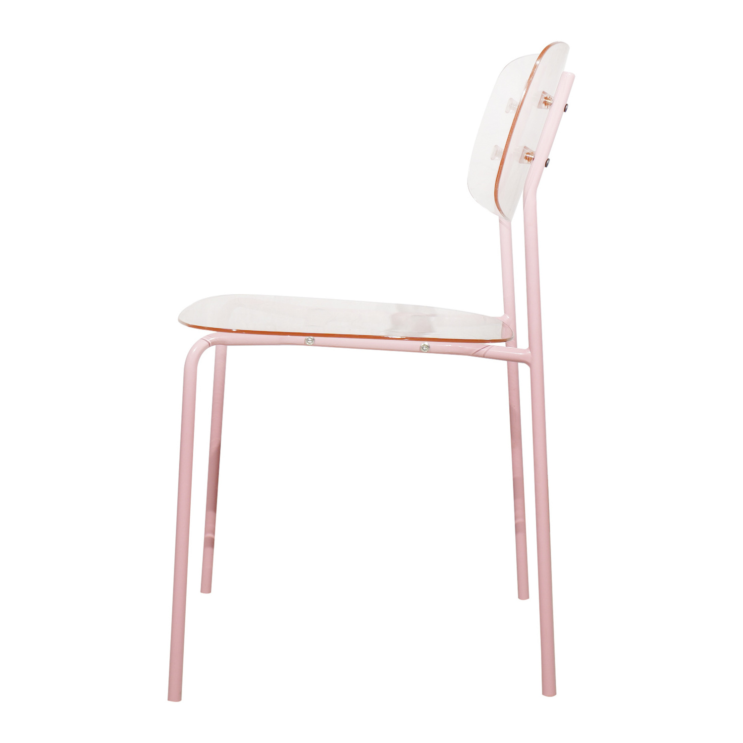 Modern Simple Pink Clear Acrylic Dining Room Cafe Chairs Transparent Plastic Dining Chair