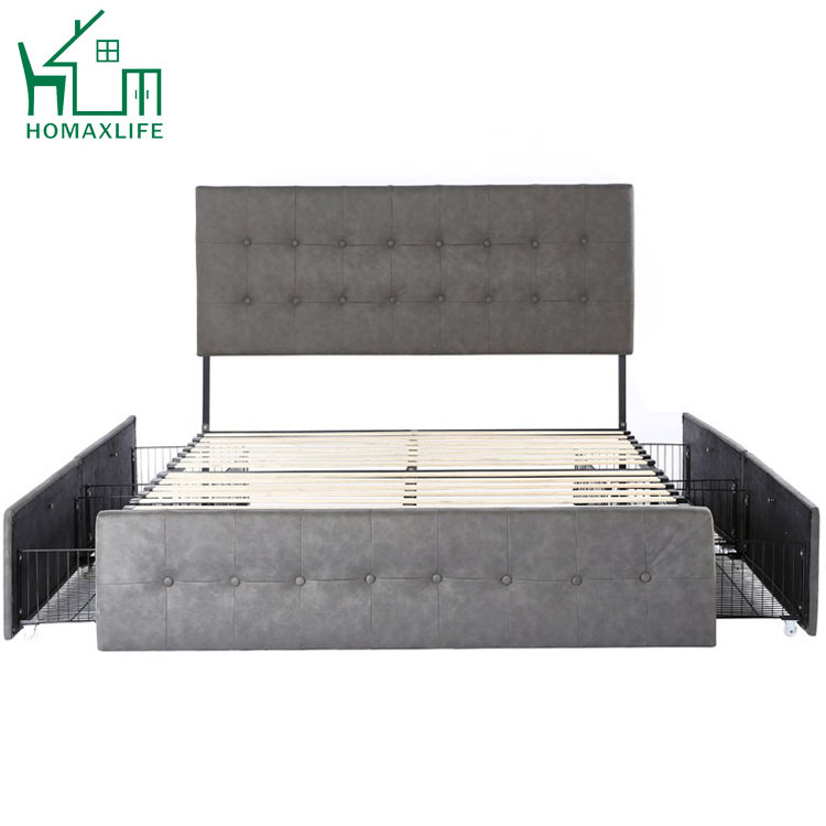 Free Sample King/Queen Size Bed Bedroom Set Lit Cama Storage Beds