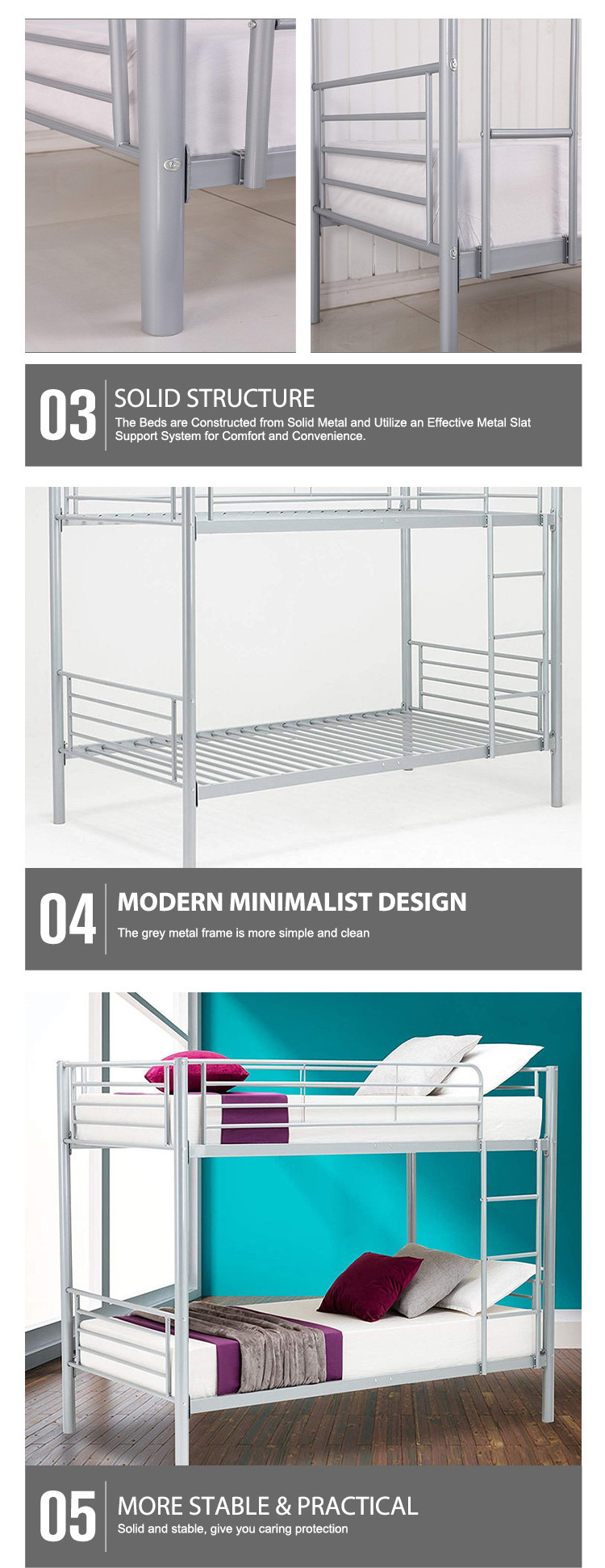 Wholesale Bunk Beds for Adult Workers Metal Bunk Bed Frame Student Dormitory Iron Bunk Beds