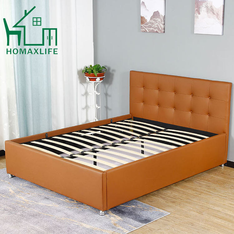 Contemporary Platform Bed Frame With Durable Faux Leather Upholstery And Comfortable Padded Headboard