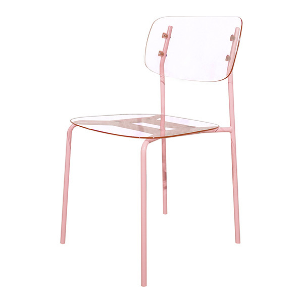 Modern Simple Pink Clear Acrylic Dining Room Cafe Chairs Transparent Plastic Dining Chair