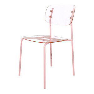 Modern Simple Pink Clear Acrylic Dining Room Cafe Chairs Transparent Plastic Dining Chair