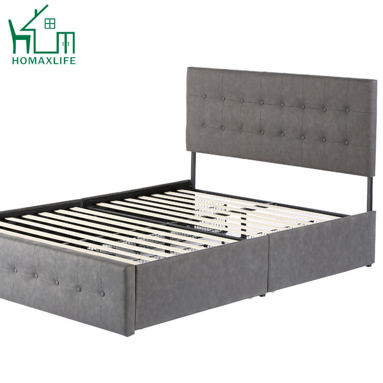 Free Sample King/Queen Size Bed Bedroom Set Lit Cama Storage Beds