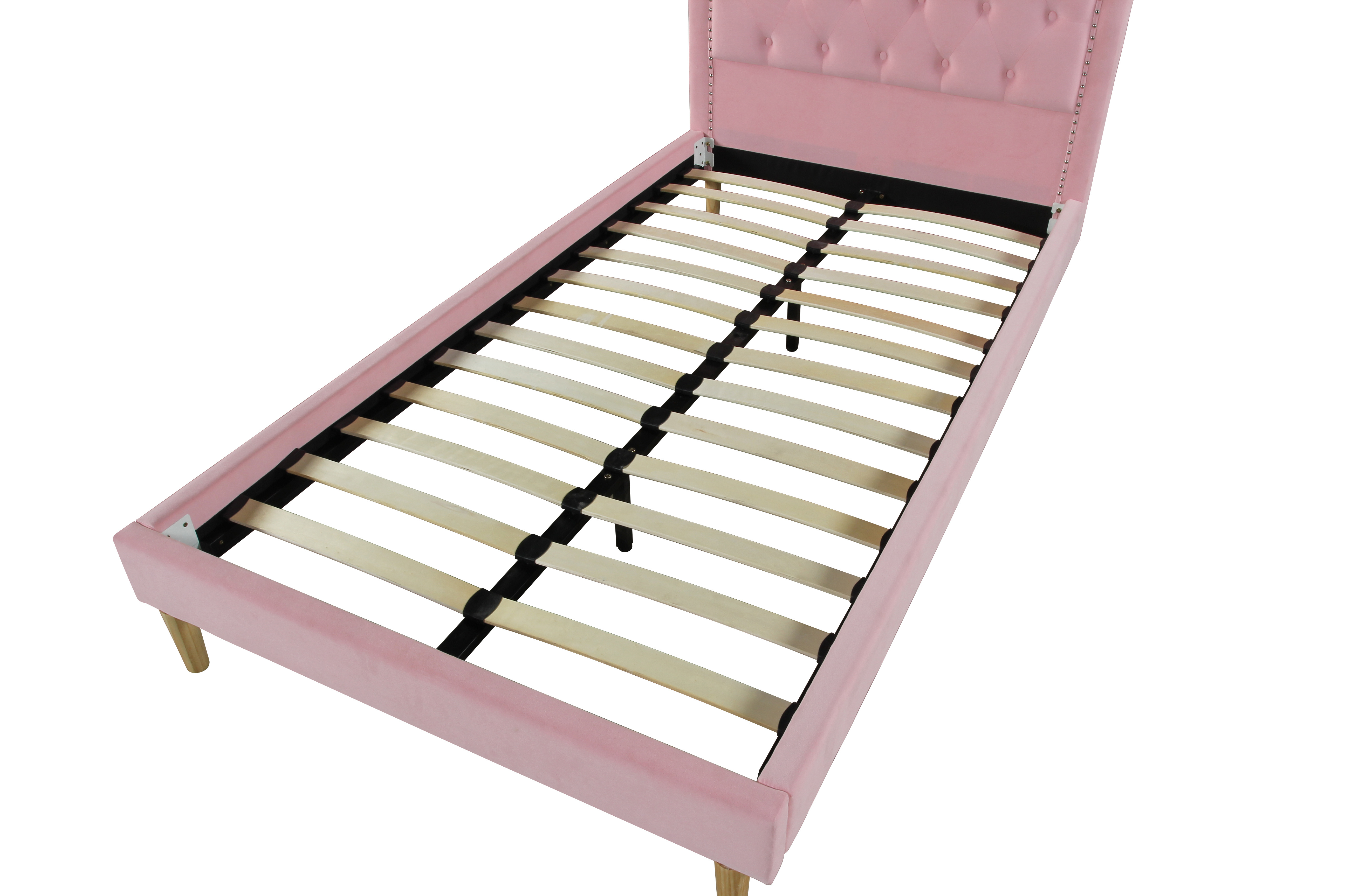 Customize sleep beds base wood platform velvet button-tufted padding headboard wooden upholstered bed frames