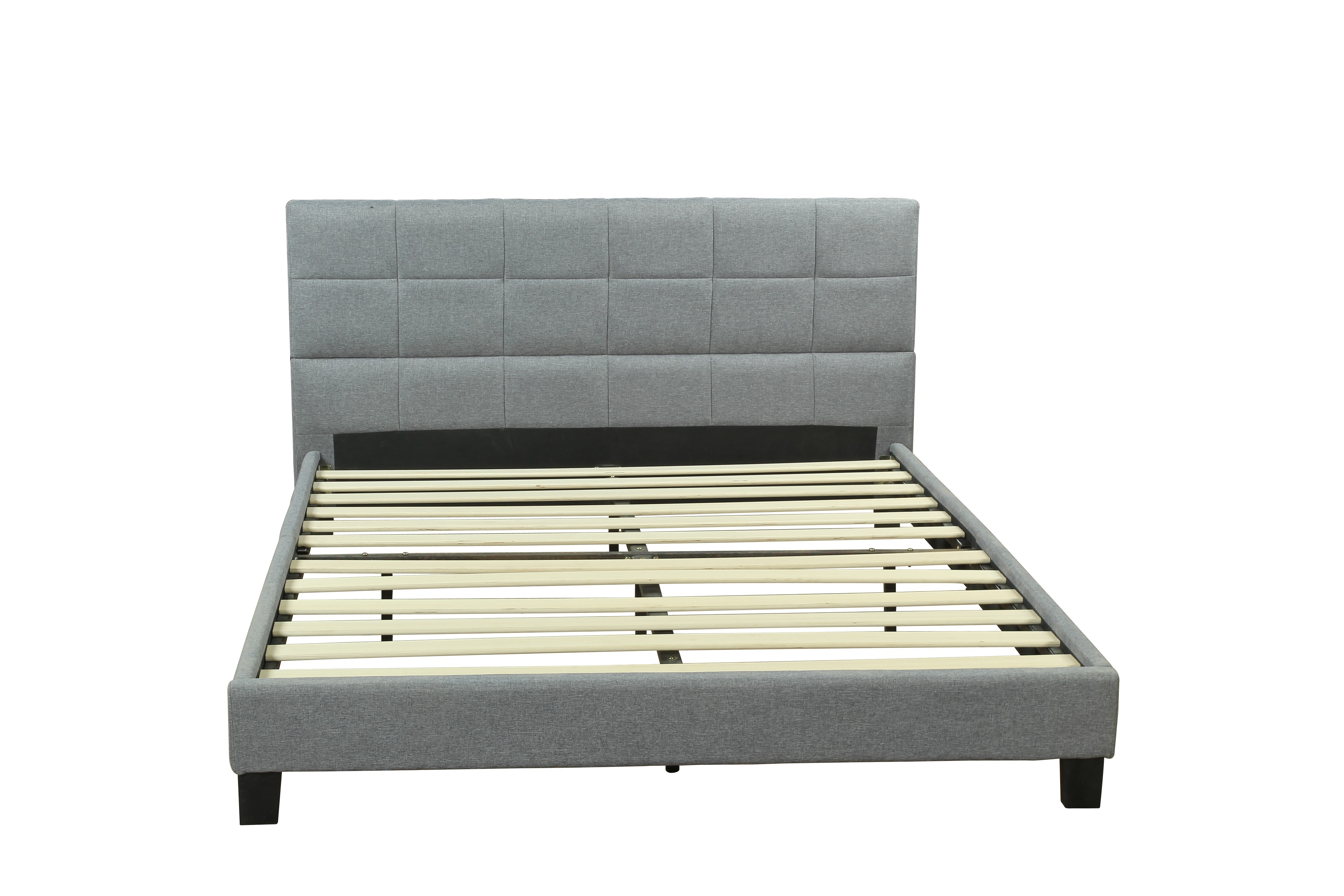 Versatile Gray Large Low Platform Bed Frame Suitable For Double Adults With Soft Headboard Factory Direct Sales