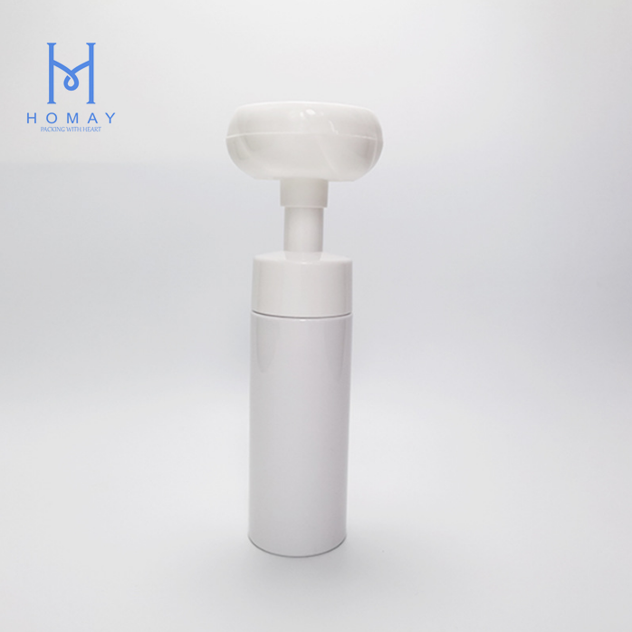 Homay packaging best price flower shape 200 ml PET Plastic Foam Dispenser facial cleanser bottle