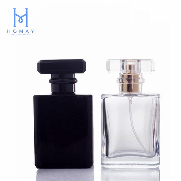 30ml 50ml square perfume bottle transparent  black glass bottle cosmetics  empty bottle