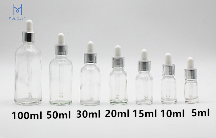 5ml 10ml 15ml 20ml 30ml 50ml 100ml clear essential oil bottle dropper glass bottle for cosmetic