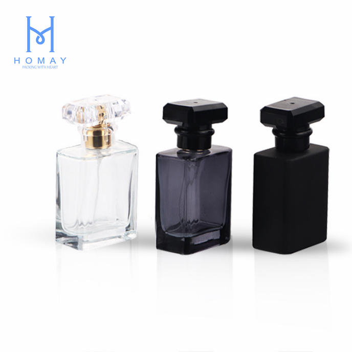 30ml 50ml square perfume bottle transparent  black glass bottle cosmetics  empty bottle