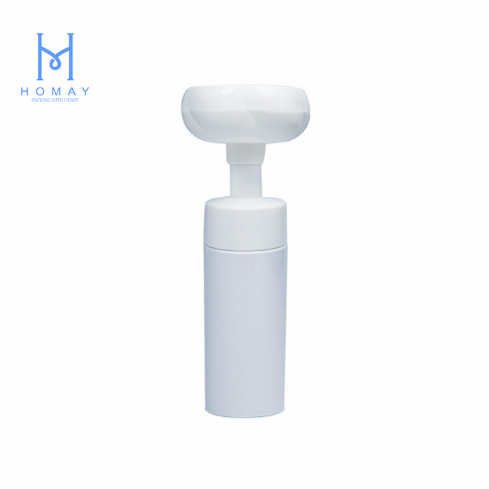 Homay packaging best price flower shape 200 ml PET Plastic Foam Dispenser facial cleanser bottle