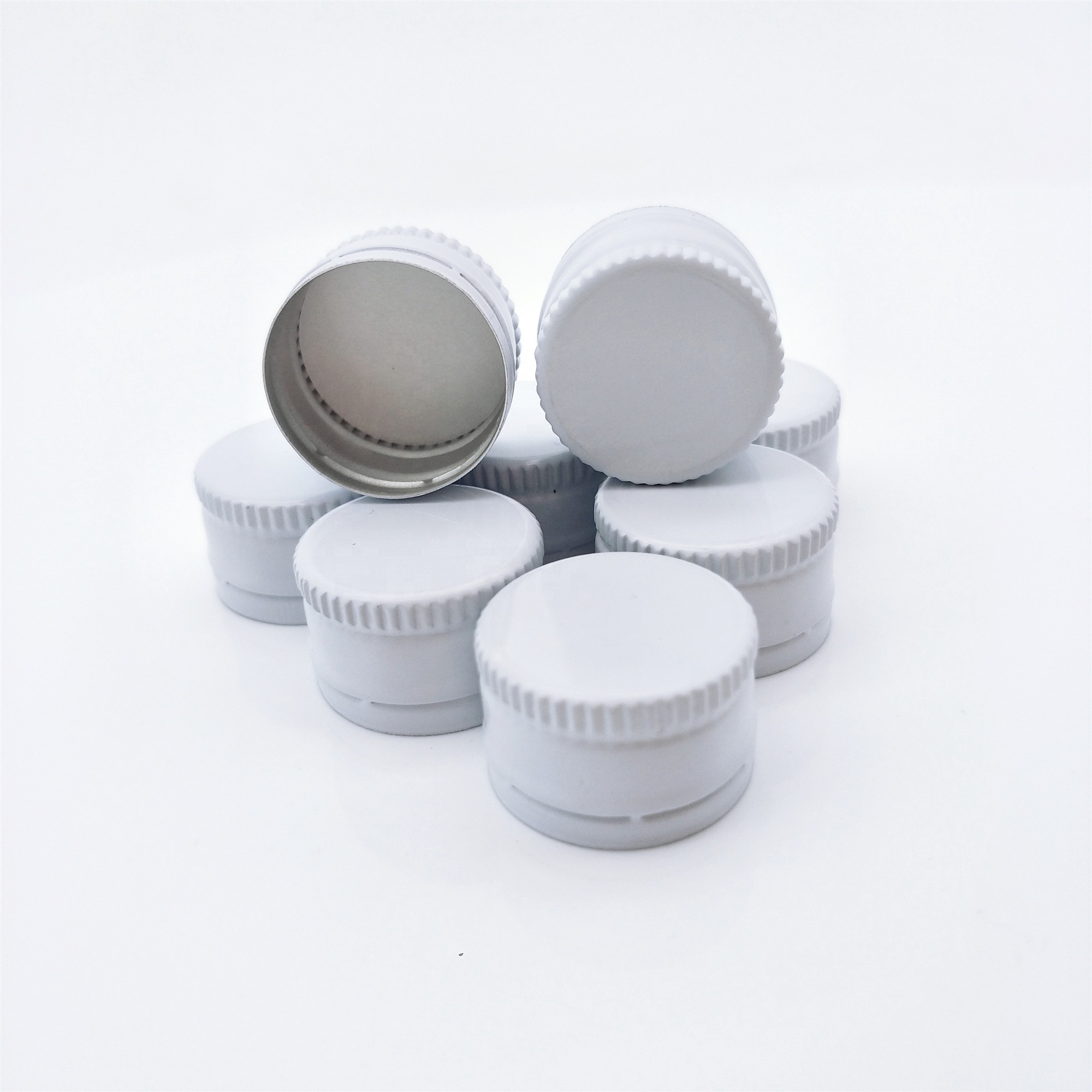 18mm 20mm,22mm,24mm,28mm  ropp aluminum white caps for glass bottle