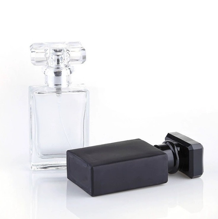 30ml 50ml square perfume bottle transparent  black glass bottle cosmetics  empty bottle