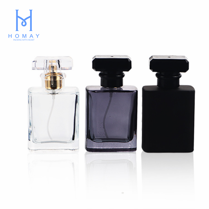 30ml 50ml square perfume bottle transparent  black glass bottle cosmetics  empty bottle