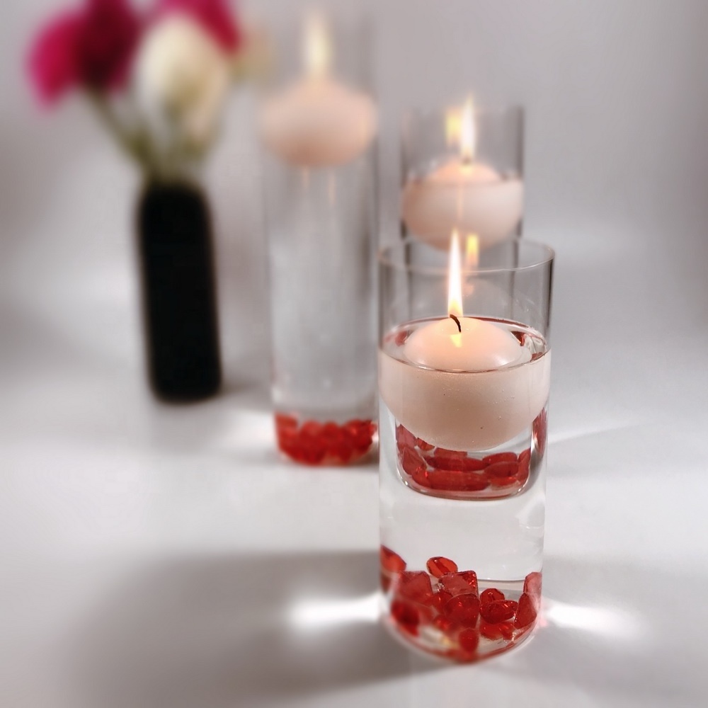 high quality ensured pedestal glass cylinder vase with floating candle