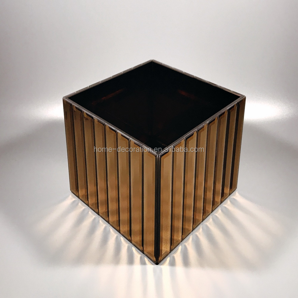 wholesale wedding brown mirror cube vase with low moq