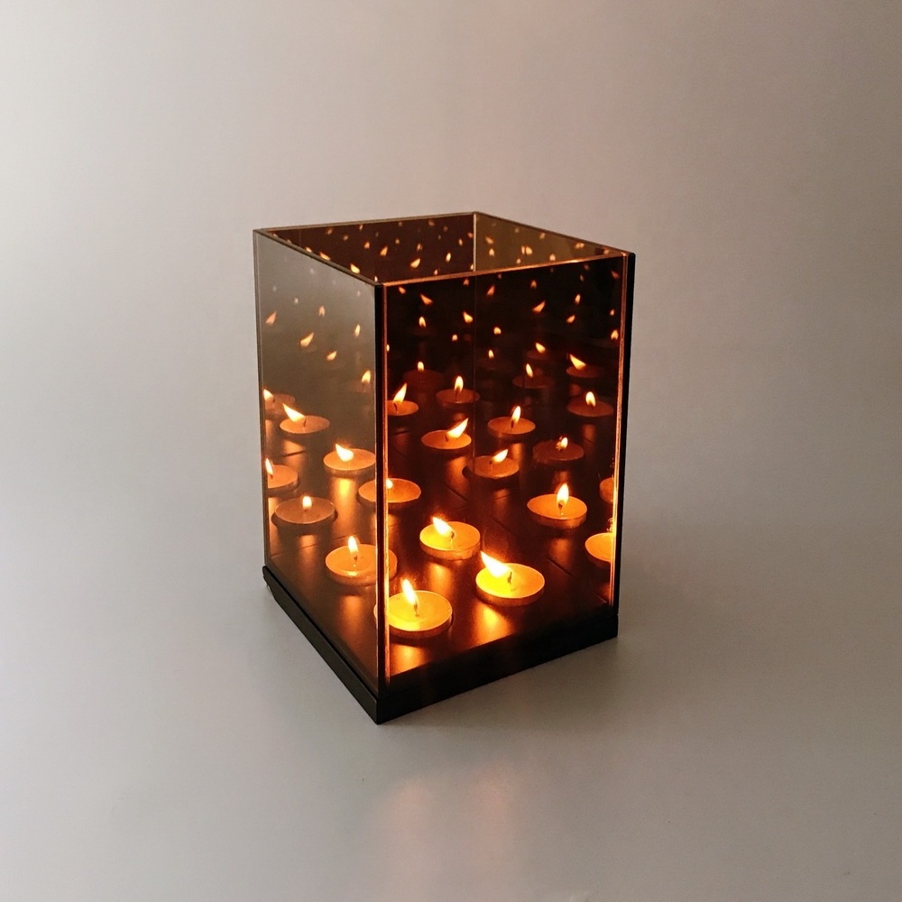 wholesale infinity glass tealight candle holders with 4 lights