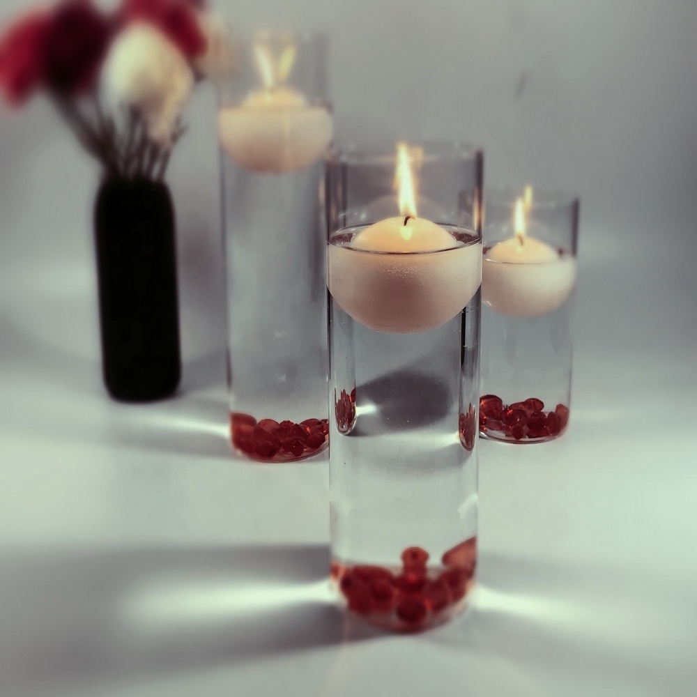 high quality ensured pedestal glass cylinder vase with floating candle