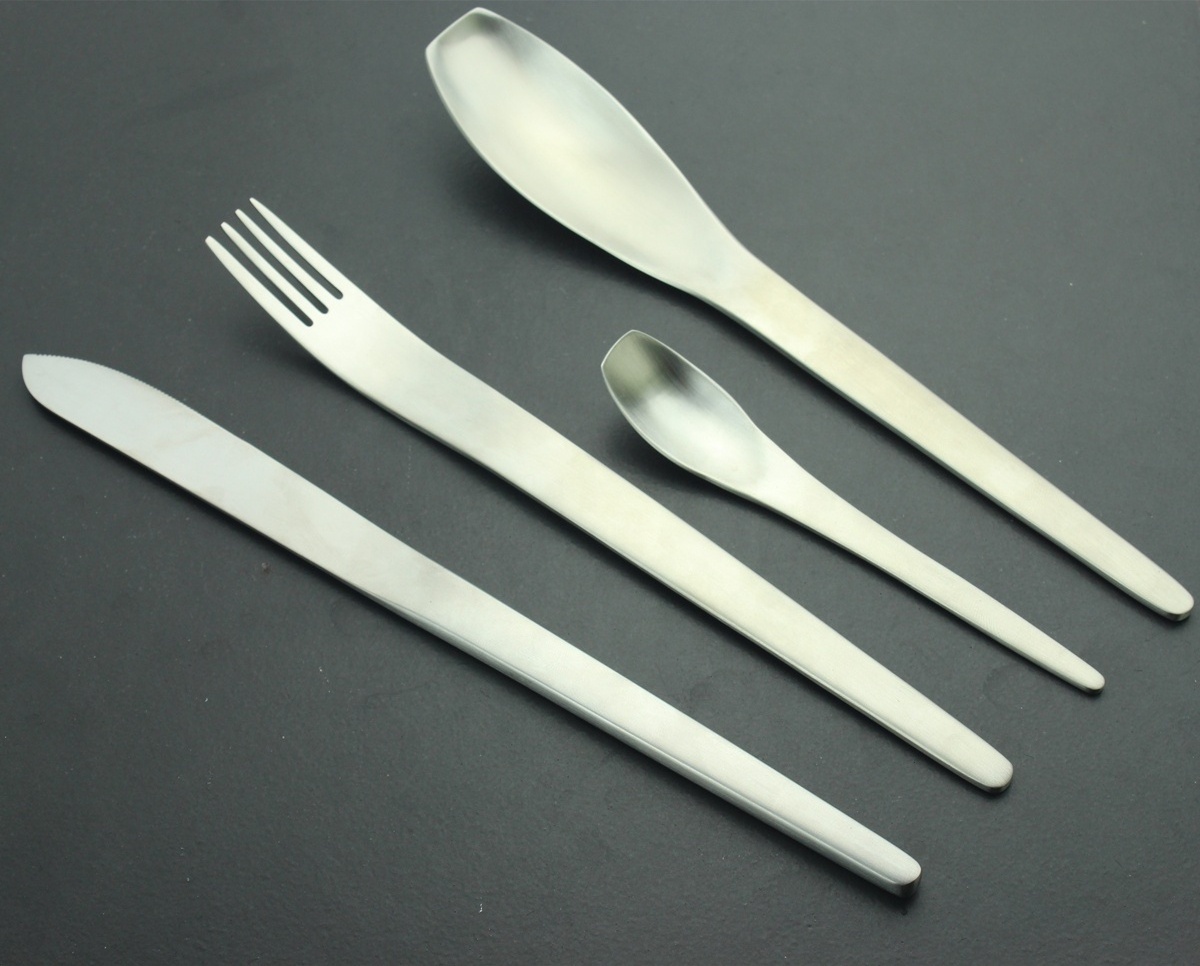 2021 New Simple Design Matte Stainless Steel Cutlery Satin Inox European Style Dining Knife Fork Spoon Set