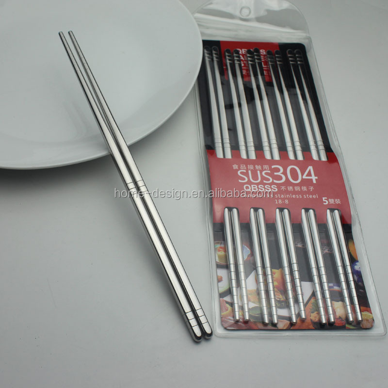 Chopsticks Stainless Steel Ss18-10 Korean Accepted Customer's Logo Metal Natural Color Paper Sustainable  chinese Chopsticks