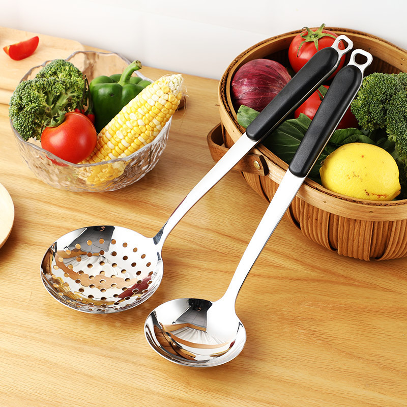 Hot Selling Six Set Kitchen Tools Spatula Spoon Kitchenware Handle Spatula Spoon Household Electric Wood Stainless Steel Black