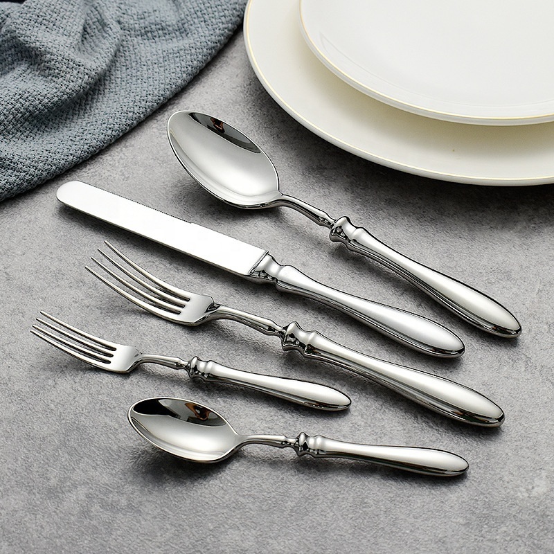 German 304 Fork retro stainless steel spoon complete simple Western knife fork spoon set steak knife dessert fork white cutlery