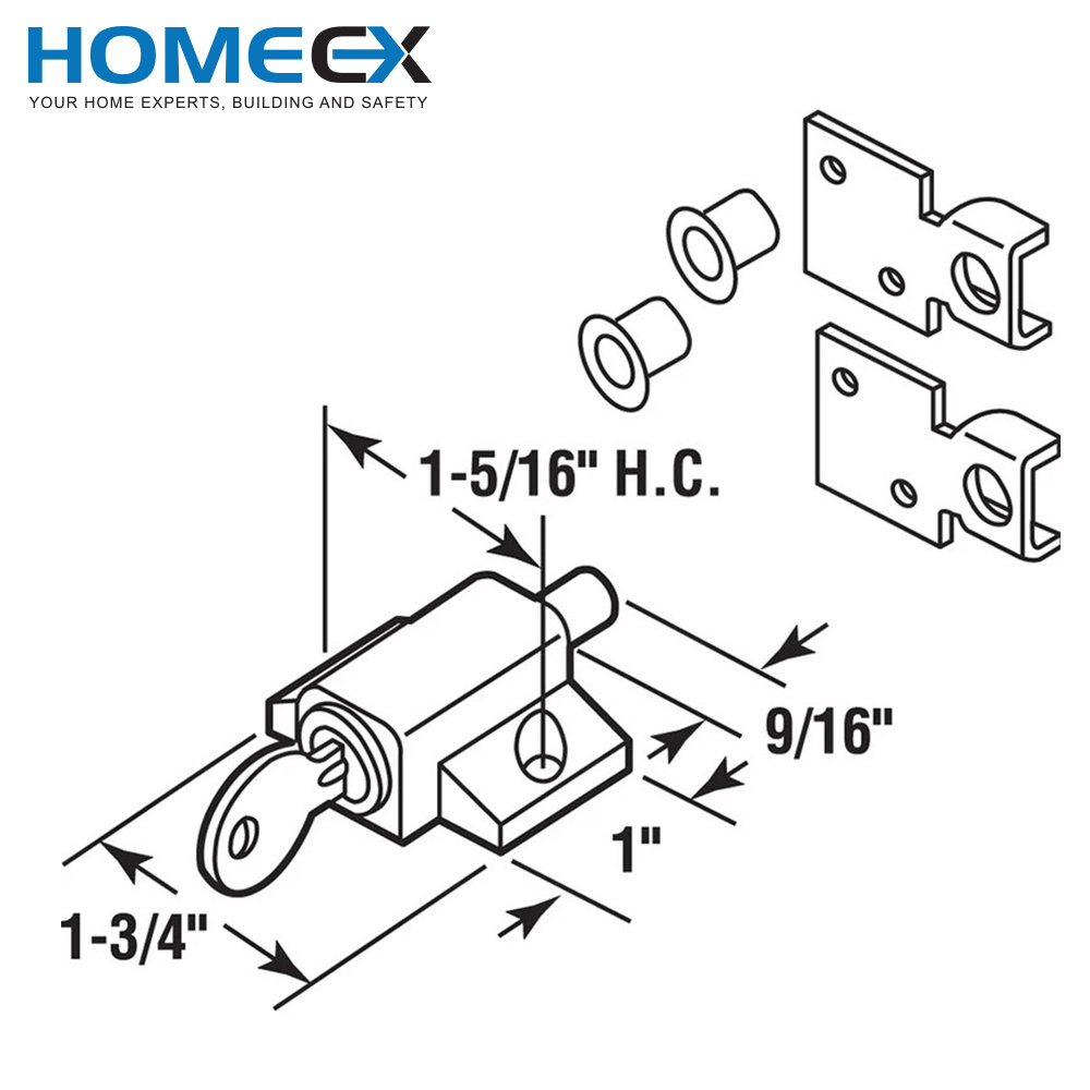 Child Safety Anti-theft Push-In Sliding Door Keyed Lock