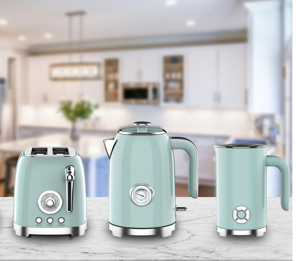 Kettle electric home appliance sets Retro Toaster stainless steel electric kettle and toaster set (4pcs)