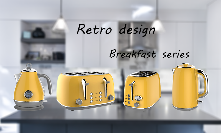 Kettle electric home appliance sets Retro Toaster stainless steel electric kettle and toaster set (4pcs)