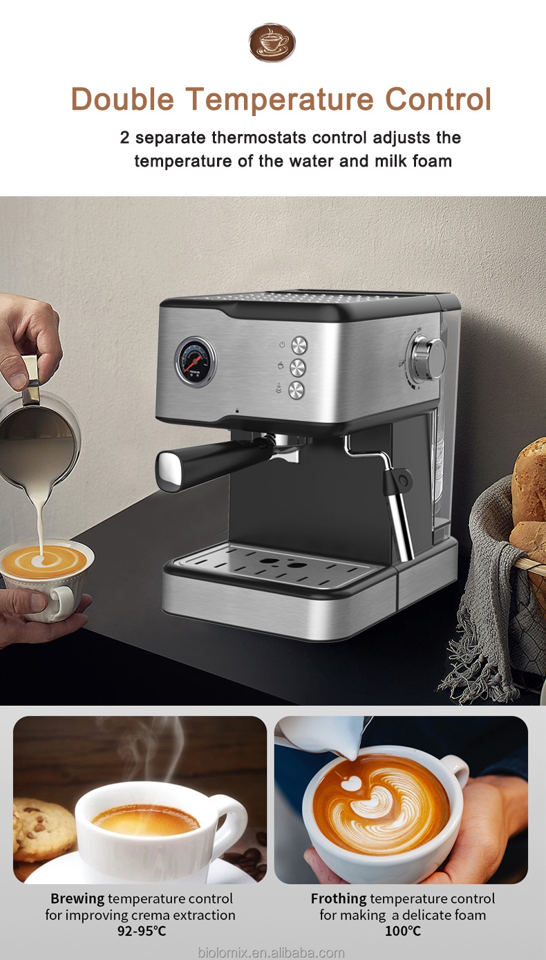 Italian Style Coffee Maker 15 Bar Espresso Maker Automatic Espresso Coffee Machine with Milk Froth Tank