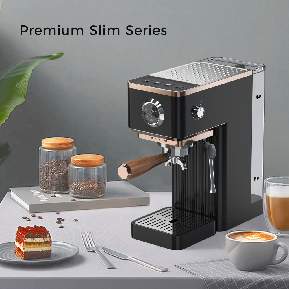 Italian ULKA pump Professional Espresso Coffee Maker with Milk Frother 1350W Electric Coffee Machine