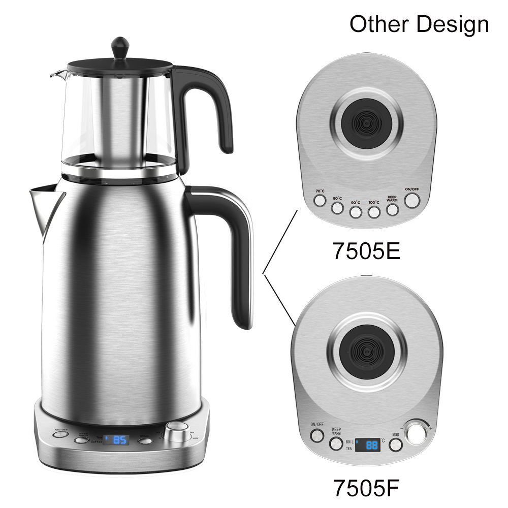 Smart Turkish tea maker  Home appliance hotel kitchen Electric Stainless Steel Kettle Glass Teapot