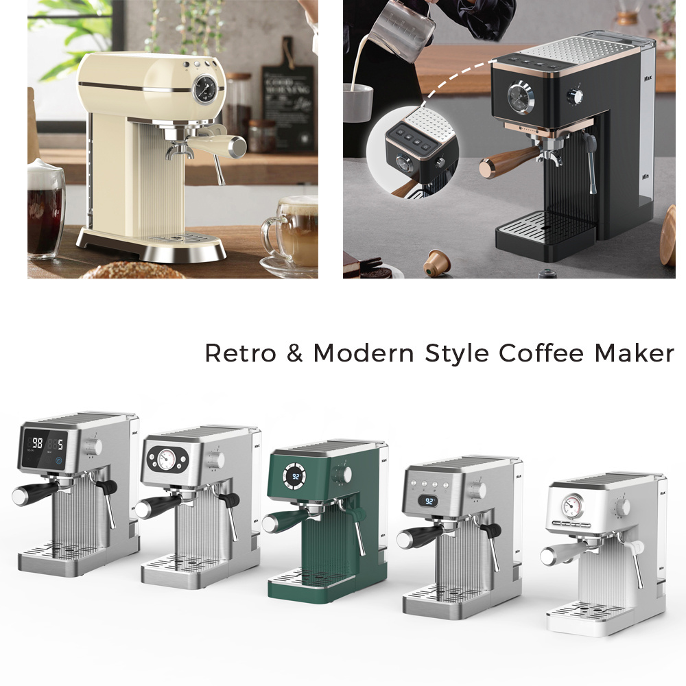 New 15 Bar Espresso Coffee Maker for kitchen 220V Coffee Making Machine with 1.0L Water Tank