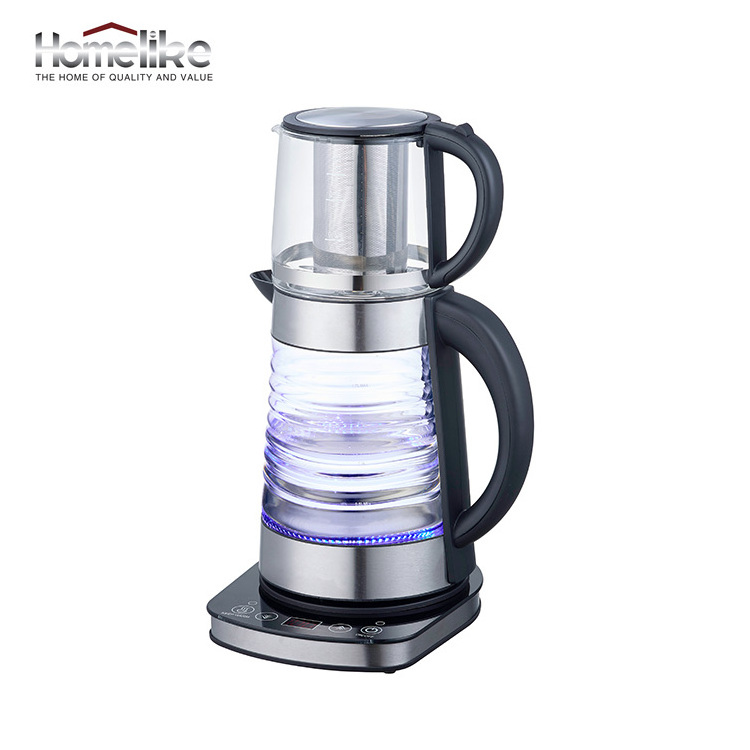 Hot Selling Appliances 1.7L Glass Tea Kettle with tea Pot Electric Turkish Samovar Tea Maker for Kitchen