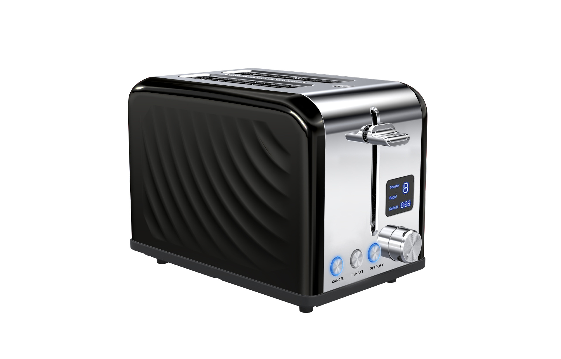 2 slice modern electric smart touch screen led display breakfast bread toaster with burning warmer