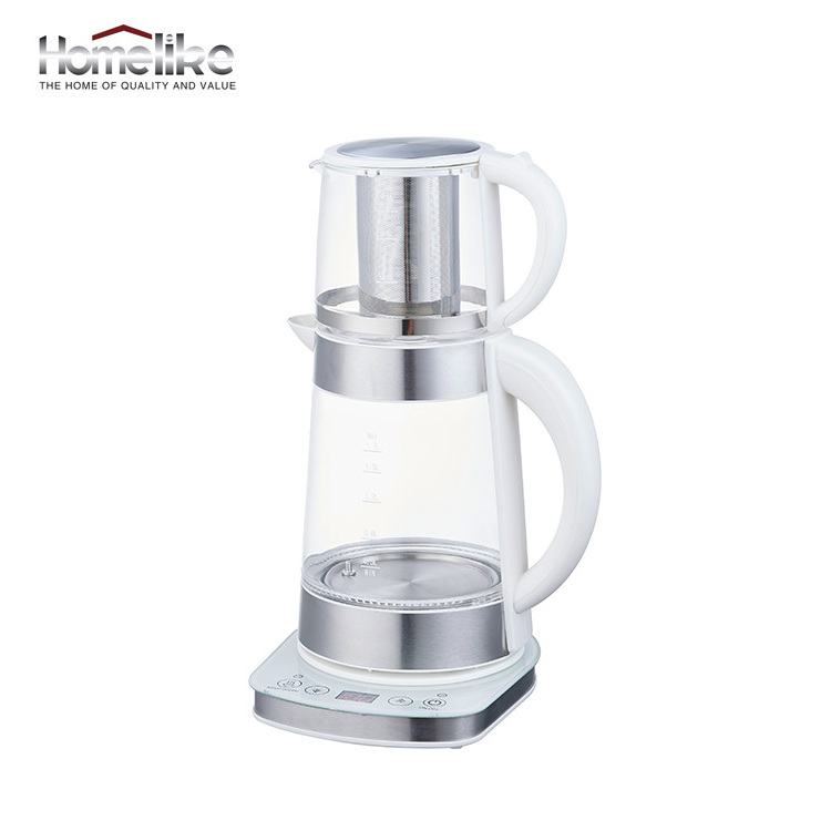 Hot Selling Appliances 1.7L Glass Tea Kettle with tea Pot Electric Turkish Samovar Tea Maker for Kitchen