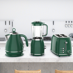 New Retro Breakfast Sets with Portable Blender Stainless Steel Electric Kettle and Toaster Set