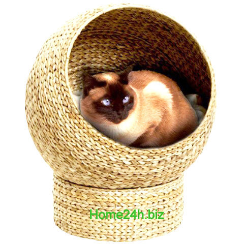 Natural Products Fish Bone Weaving Water Hyacinth Round Pet House Natural Color Bed For Cat Dog Cat Kitty Shape From Vietnam