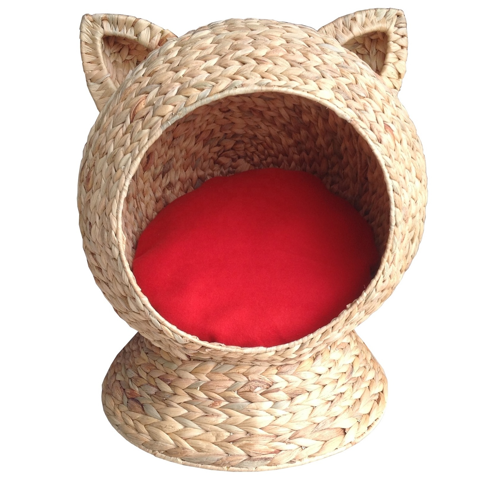 Handicrafts Water Hyacinth Pet House Fish Bone Weave Iron Frame And Red Cushion For Pets Kitty Shape Products From Vietnam