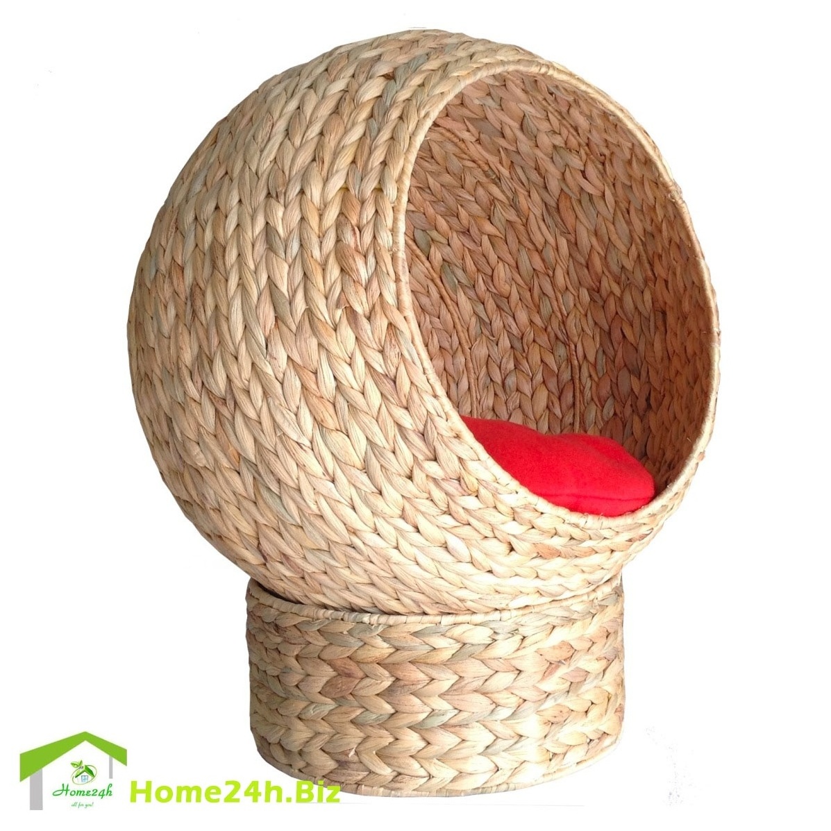 Natural Products Fish Bone Weaving Water Hyacinth Round Pet House Natural Color Bed For Cat Dog Cat Kitty Shape From Vietnam