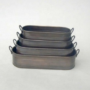 Iron Planter Pot Oval Antique Set of 4 pcs