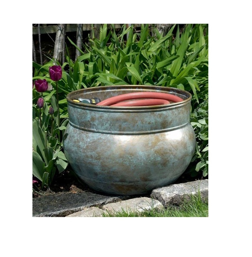 Garden Storage Hose Pots Antique Painted Metal Planter Best For Outdoor Home Decor Designer Planters And Pots