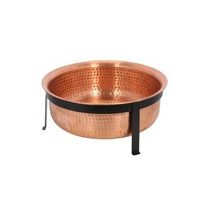 Finest Quality Copper Fire Pit With Chimney Customized Size Shape Copper Fire Pit With Iron Stand For Sale