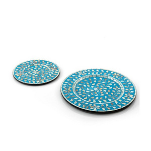 Newest Design Mother Of Pearl Charger Plates Set Of 2 Round Shape Wooden Show Under Plate By Home Arts