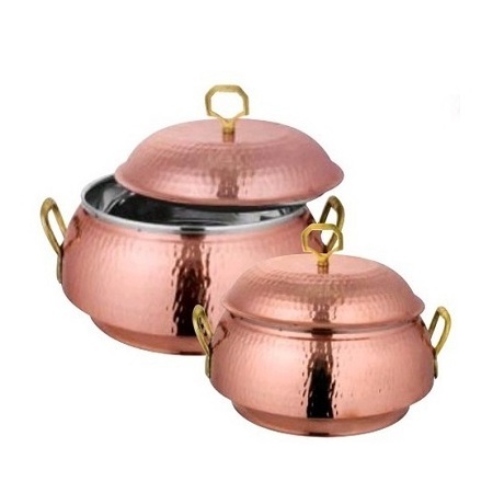 Copper Hammered Food Serving Hot Pot With Brass Handle For Manufacturer & Supplier