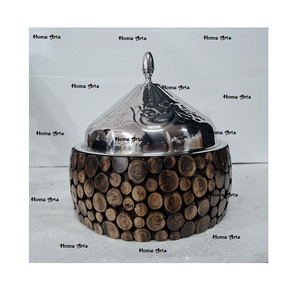 Luxury Design Coconut Shell and Stainless Steel Food Casserole Serving Hot Pot Hot Dining Table Food Warmer Hot Pot