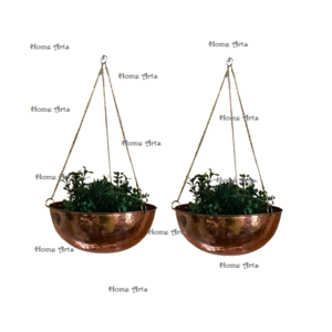 Set of 2 Medium Size Hanging Flower Planter Outdoor And Indoor Copper Hammered Planter For Home Usage