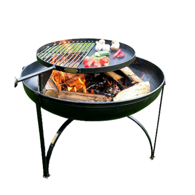 Latest Design Iron Fire Pit With Stand And Cooking Grill Handmade Round Shape Garden Fire Pit For Sale