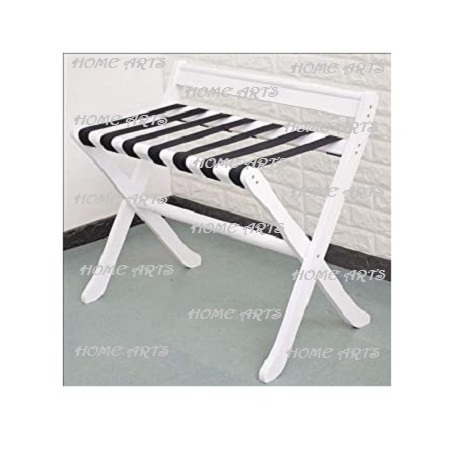 Set Of 2 Customized Shape Solid Wood Luggage Rack Handmade White And Black Color Wood Luggage Rack In Bulk