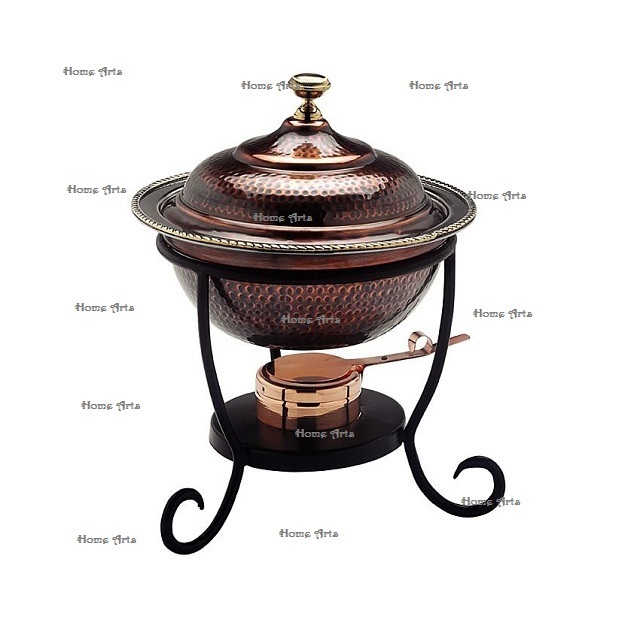 Oval Shape Copper Hammered Chafing Dish Exclusive Quality Large Size Chafing Dish For Wholesale Supplier