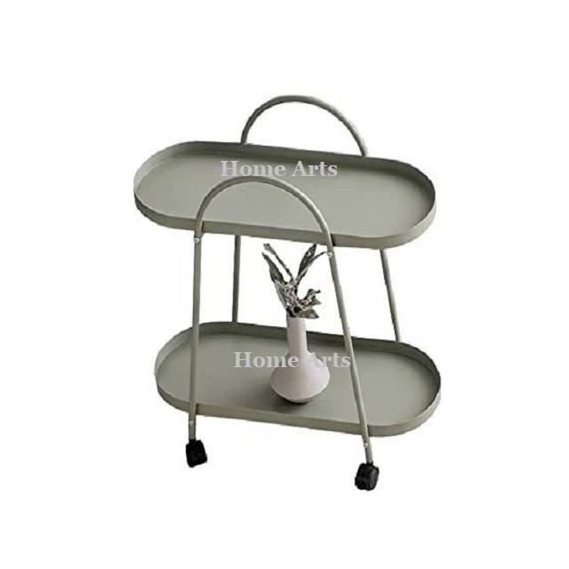 Restaurant Iron And Wood Cart Food Serving Trolley Handmade 3 Tier Customized Shape Food Serving Trolley